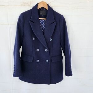 Salsa Women's Navy Double-Breasted Wool Coat